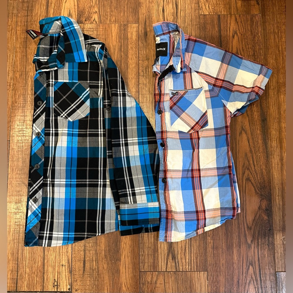 Hurley & Hawk Kids Button Up Shirts Size 7.